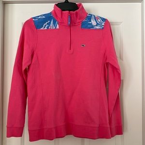 Vineyard Vines Pink popover with sailboat design on shoulders XS Nautical